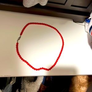 Bright Red Beaded Necklace